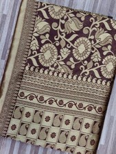 Decent Fabric Royal Designer Seiden Saree 5,5 Meter Gold Pink MultiColor