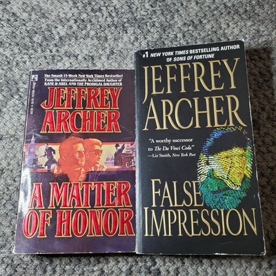 False Impression & A Matter of Honor Jeffrey Archer Thriller Fiction 2 Book Lot