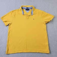 Tommy Hilfiger Polo Mens XL Yellow Slim Fit Embroidery Shirt