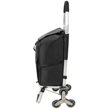 Stair Trolley Black Foldable Shopping Cart Removable Oxford Bag Steel Wheels
