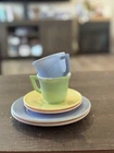 Vintage Hazel Atlas Pastel Milk Glass Child's Tea Set Pieces 6 Pieces
