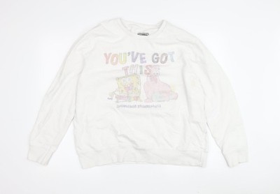 Sponge Bob Schwammkopf weiß Pullover Sweatshirt L