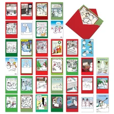 36 Assorted Set Funny Christmas Cards with Envelopes (36 Designs) Snowman Mania