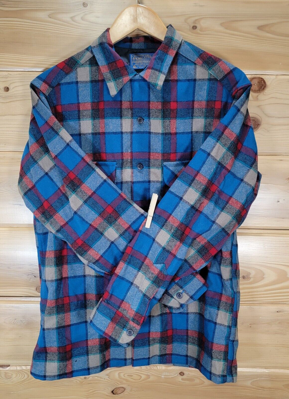 VTG Pendleton Flannel Plaid Wool Button Down Long… - image 3