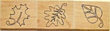 LEAF TRIO Rubber Stamps 95770 Inkadinkado 3 pc set Brand NEW leaves fall autumn