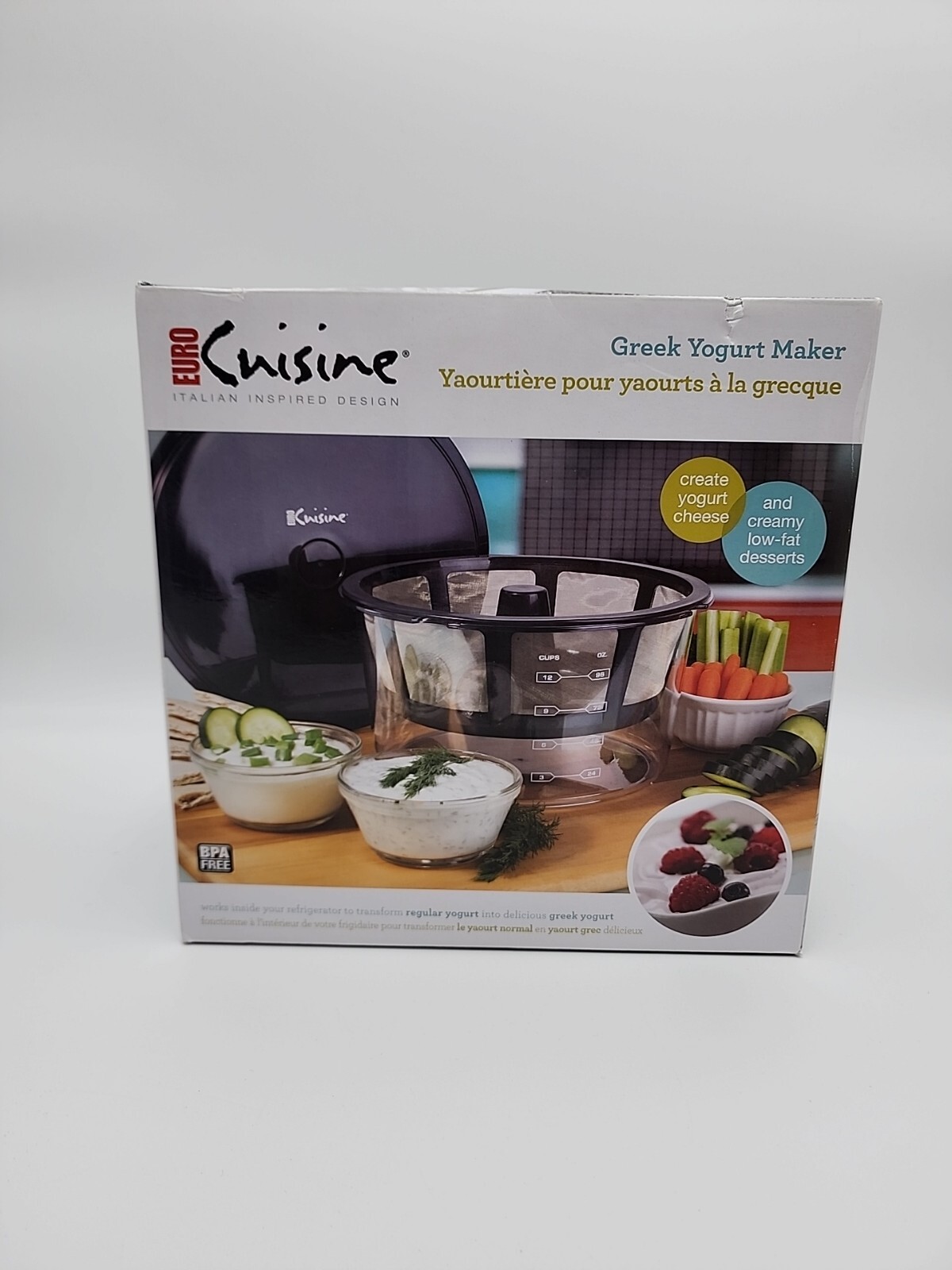 Euro Cuisine GY60 Greek Yogurt maker with Stainless Steel Strainer