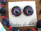 Womens vintage 1980s handmade necklace & pierced stud earring Bandanas set — photo 2
