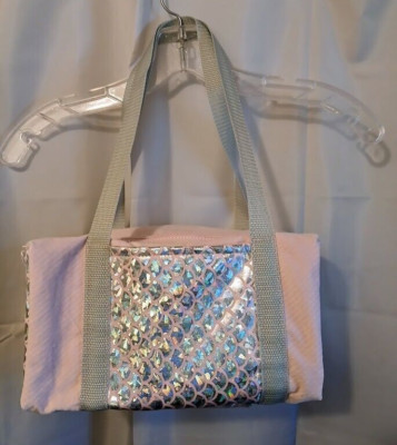New Mermaid scales Carpet Bag Mini Duffle Pink Silver Iridescent Shoulder travel