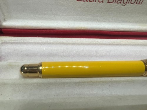 Laura Biagiotti Pen Fountain Pen Lacquer Yellow Pen Iridium 6 New - Picture 5 of 11