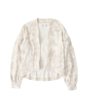 New Abercrombie  Fitch Medium Soft AF Cozy Cropped Cardigan Cream Dye Effect