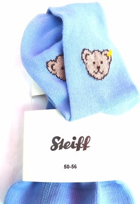 Steiff tights, strong light blue with teddy head size 62/68 + 74/80