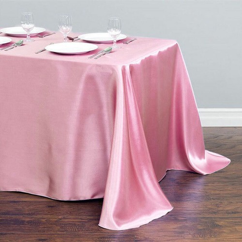 Satin Polyester Fabric Table Cloth Rectangle Shape Wedding Party Tablecloth - Picture 13 of 17