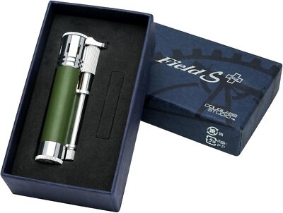 Douglass Field S Plus Genuine Leather Brass Green Lighter Made in
