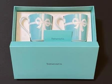 Tiffany & Co. Blue Ribbon Mug Cup 2pcs Set Authentic 225ml H 9cm Unused with Box