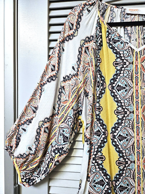 ハンドメイド 3/4 yellow/ cream print top 2XL | eBay