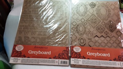 Stamperia Grey Board cutouts  bundle 2 pk alphabet & shapes 8 1/4x11 1/2 1MM NIP