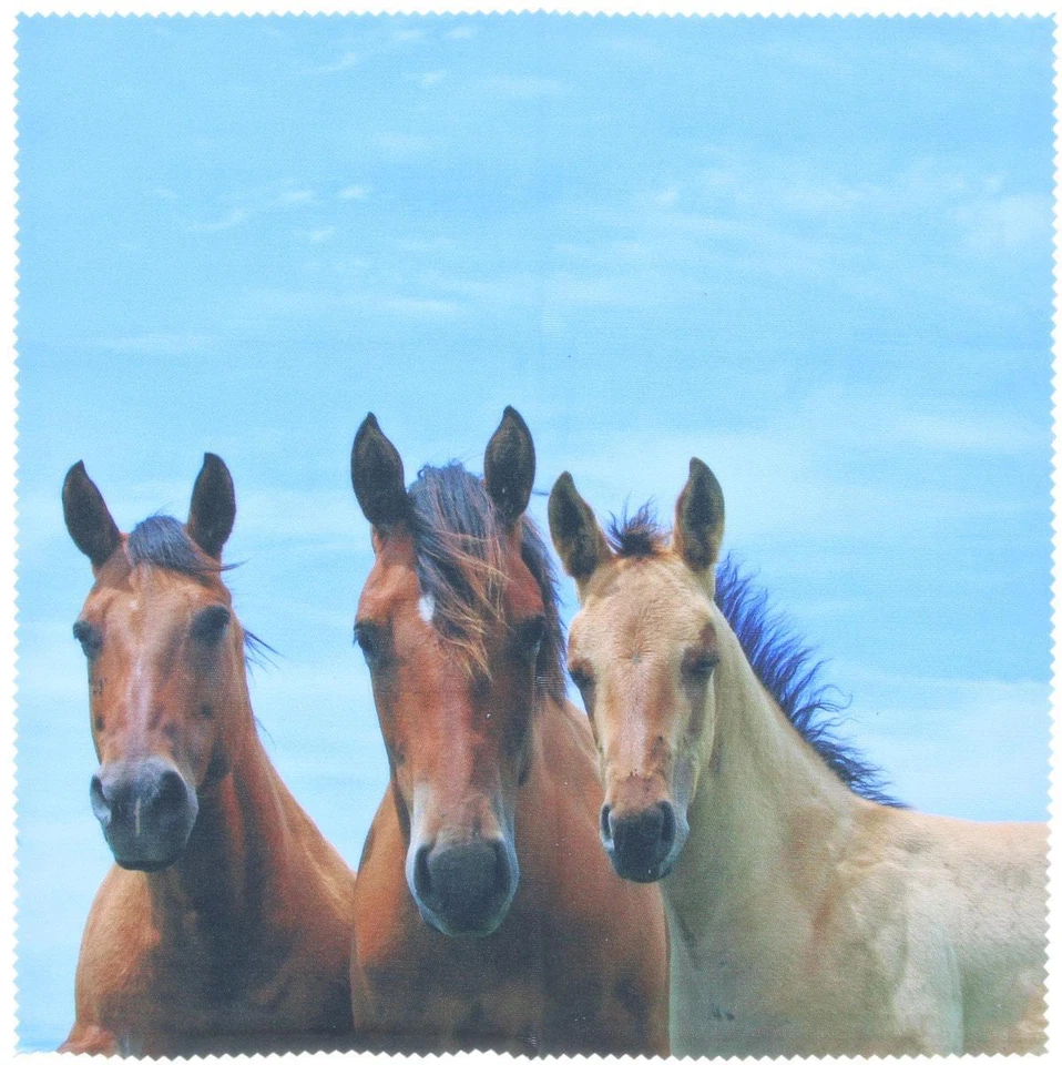 DUGGERT Motiv Microfasertuch PFERDE | Brillenputztuch aus Microfaser | NEU | 20x20cm