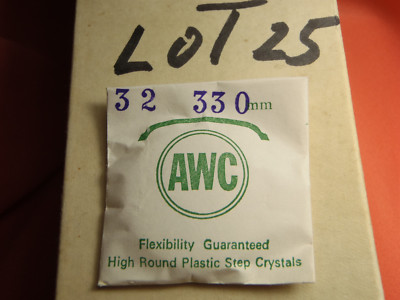 AWC HIGH ROUND PLASTIC WATCH STEP CRYSTAL 33.0 MM NOS