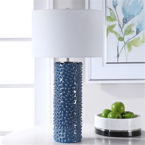 Uttermost Ciji Coastal Ceramic and Fabric Table Lamp in Deep Indigo Blue - Picture 6 of 8