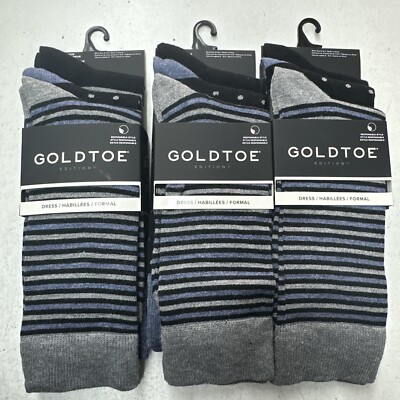 Dress Socks Men's Size 6-12.5 Gold Toe Formal Pattern 3Packsof 3 - Arch Support