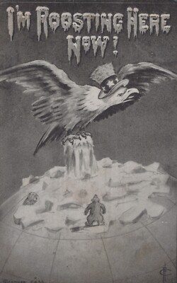 Uncle Sam Hat North Pole Series F.A. Moss USA Eagle Roosting Here Now PC c1910