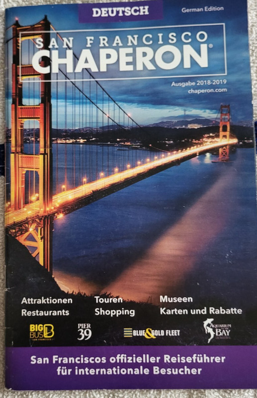GERMAN LANGUAGE EDITION 2018  48 PAGE BOOKLET SAN FRANSISCO (CA) CHAPERON