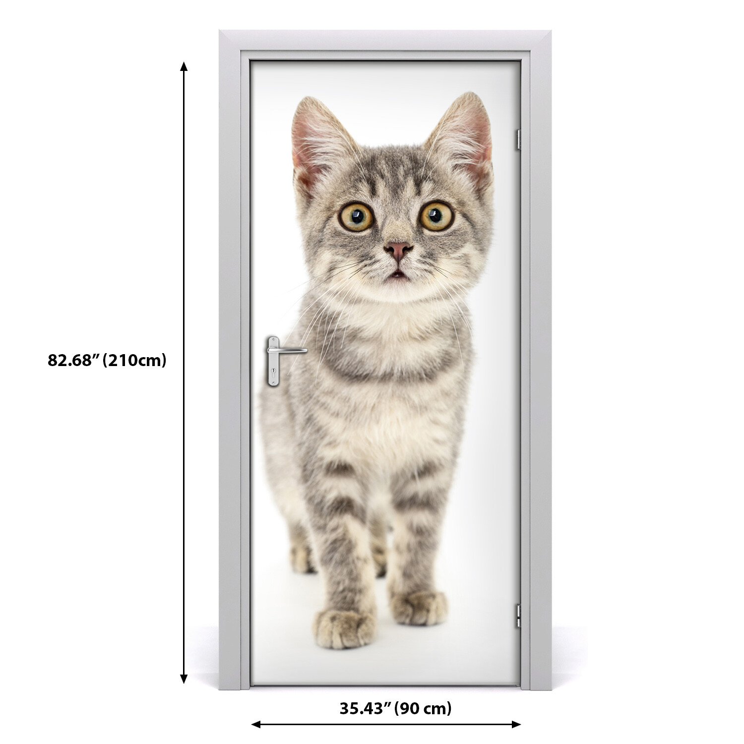 Türtapete Selbstklebend Mit Katzen-Motiv - Abnehmbarer 3D Türaufkleber 95x215cm