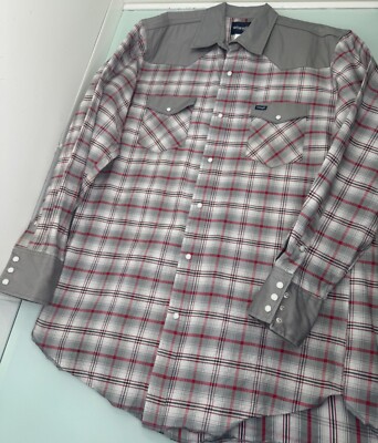 Wrangler Brushpopper Shirt Men XLT XL Pear Snap Tall Cowboy Work Wax Coating!