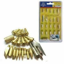 NEW 22PC WOOD BURNING SOLDERING PYROGRAPHY KIT BRASS TOOLS TIPS STAMPING PATTERN
