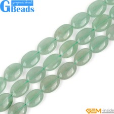 Green Aventurine Jade Gemstone Oval Beads For Jewelry Making Free Shipping 15"