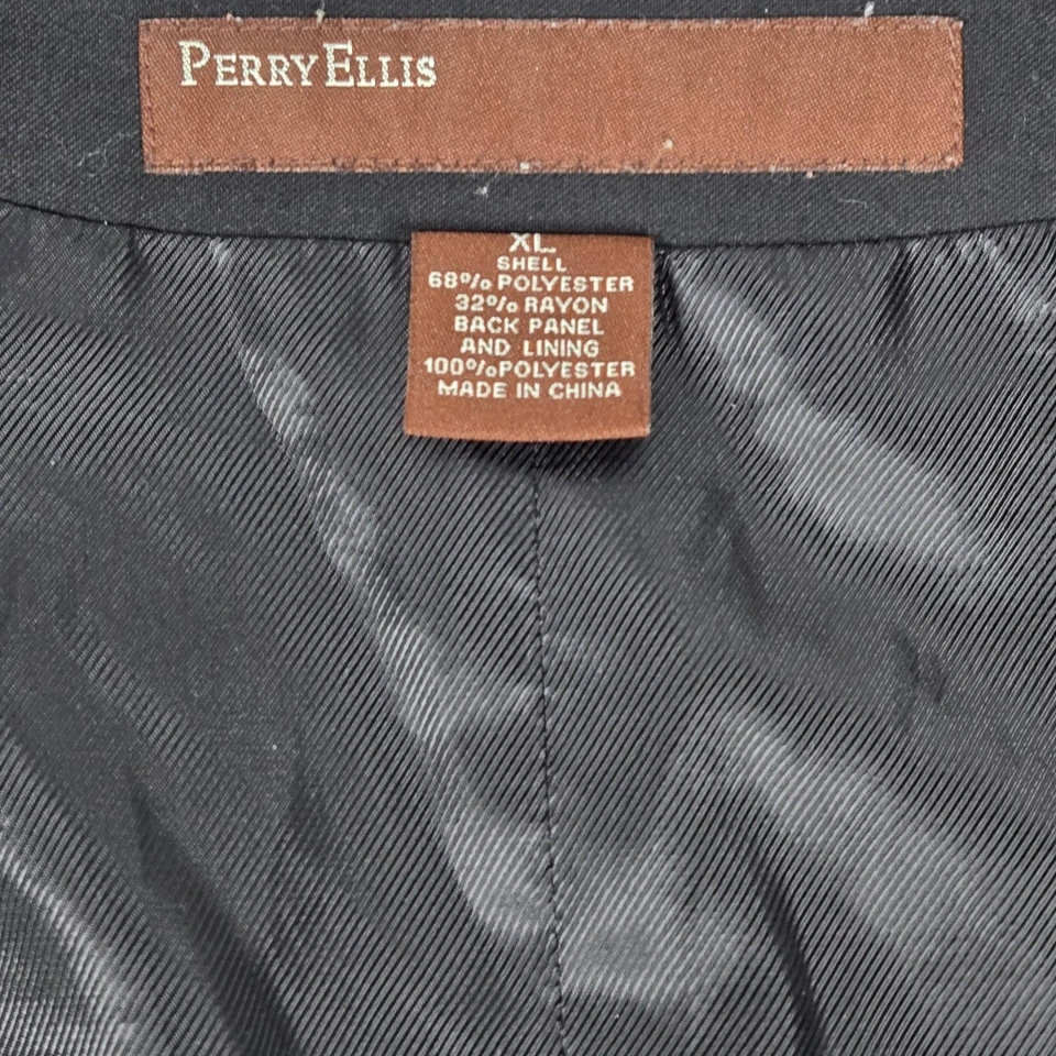 Perry Ellis Mens XL Black Dress Vest Waistcoat Formal Business Groomsman - Image 3 of 4