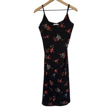 Reformation Alexandria Black Floral Slip Midi Dress Sz 4 Chic Minimalist