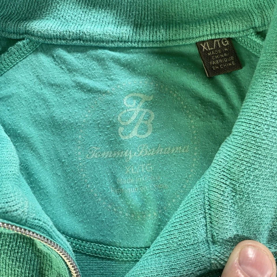 Tommy Bahama Suéter Mujer XL Verde 1/2 Cremallera Manga Larga Bolsillos Foto 2 de 4
