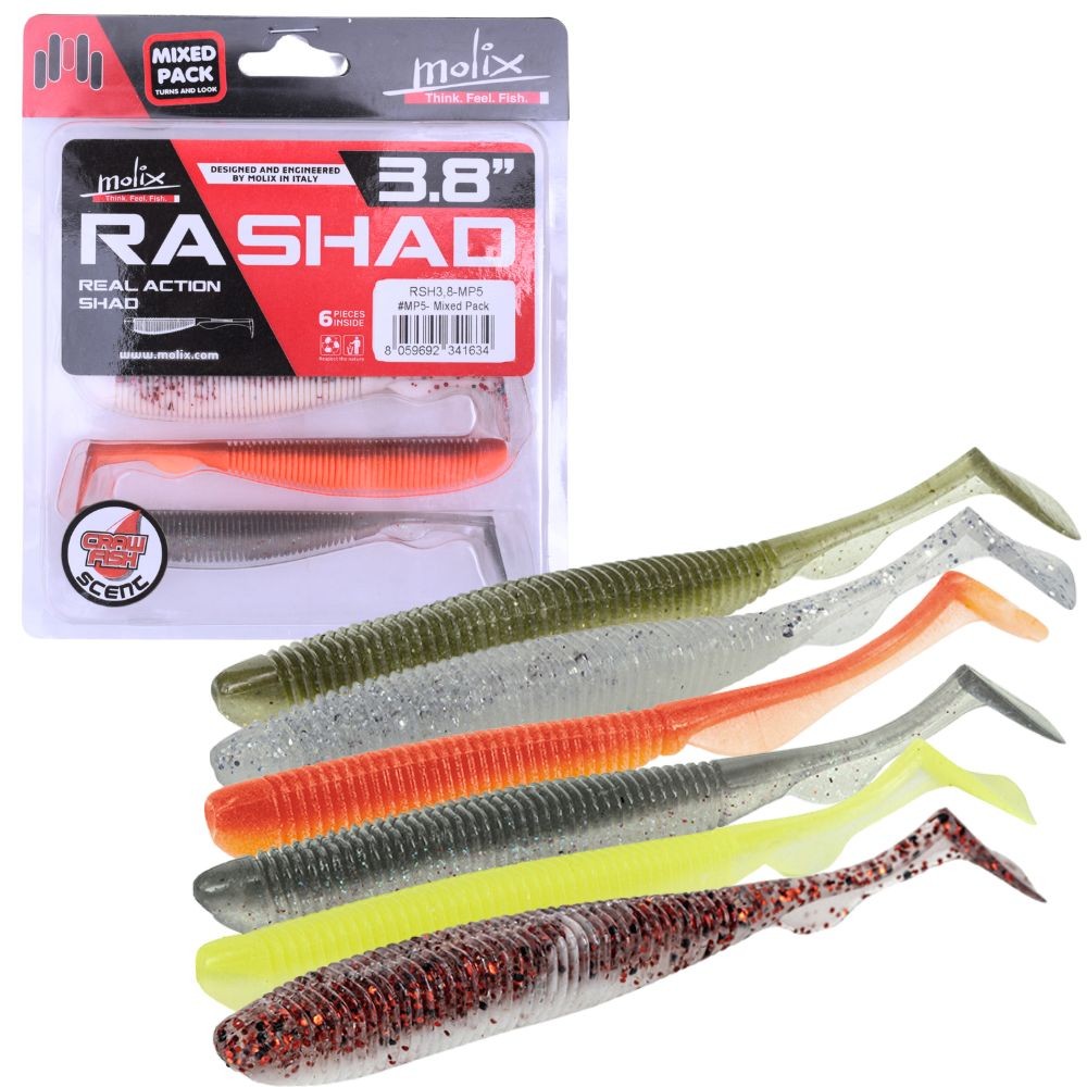 Ароматизированная мягкая приманка MOLIX Lure RA SHAD 38 в смешанной упаковке MP-5 6490₽