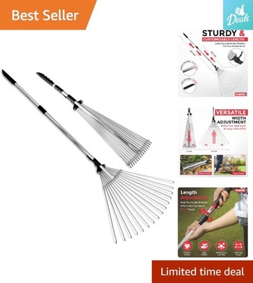 Versatile Collapsible Leaf Rake: 8-23  Adjustable Head for Quick Lawn Cleanup