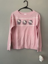 Hello Kitty and Friends Girls Pink Knit Pullover Crewneck Graphic Sweater 14 XL