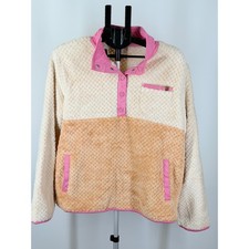 Simply Southern Collection Fleece Pullover XL Pink Cream Tan Colorblock Snap