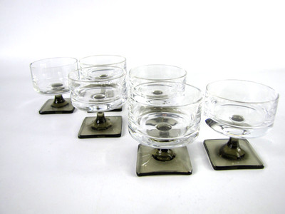 Rosenthal BERLIN Rauchglas Georg Jensen 6 Likör-Gläser Likör-Schalen 6,5 cm TOP