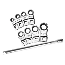 K Tool International Ratcheting Crowfoot Set SAE 9 Piece 3/8 Inch Drive 72 Tooth
