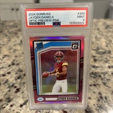 2024 Panini Donruss - Jayden Daniels #389 Optic Preview Pink Prizm (RC) PSA 9