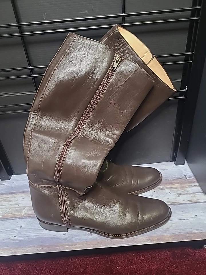 Botas de montar Andre Assous de cuero marrón talla 10/41 cremallera lateral exterior parte superior ecuestre Foto 2 de 4