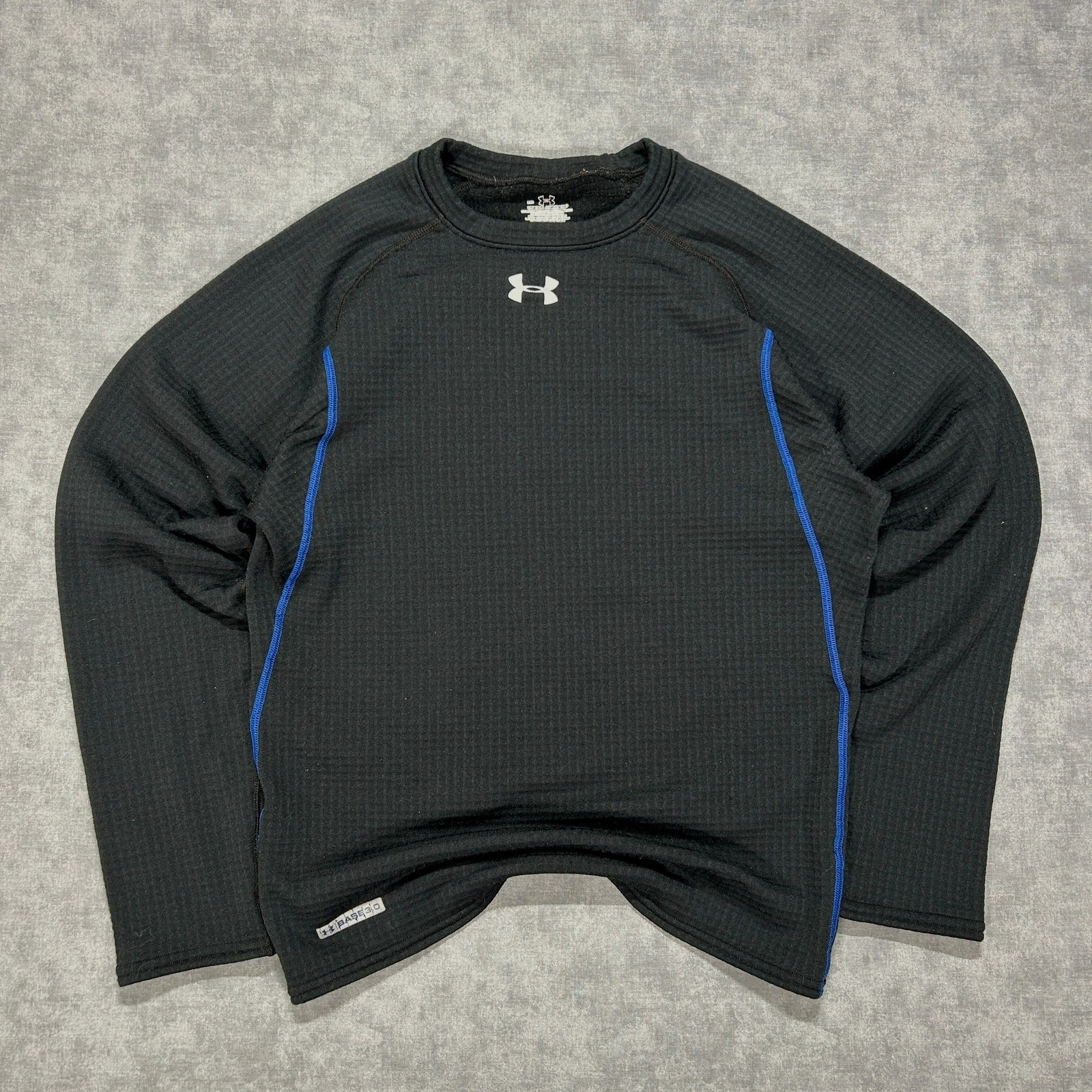 Under Armour Base 3.0 black grid fleece gorpcore active long sleeve shirt mns M