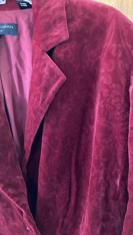 Dana Buchman Womans Velvet Blazer Sz XXL ? Red Patterned Holiday Whimsy Goth - Image 2 of 4