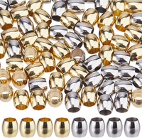 80 StüCk 2 Farben Fass Abstandshalter Perlen 6Mm GroßE Lochperlen Edelstahl SäUl