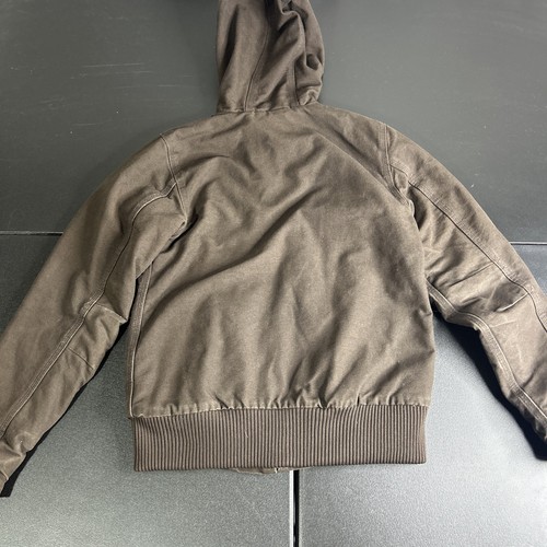 Carhartt Jacket Youth XS 0/2 Brown Canvas Hooded Insulated Duck Quilted Lining - Picture 8 of 8