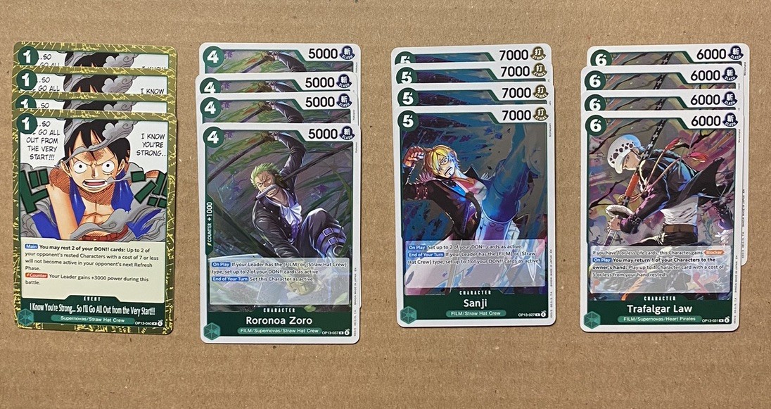 One Piece TCG: OP-13 COMPLETE Rare Playset Lot with 1 of Each