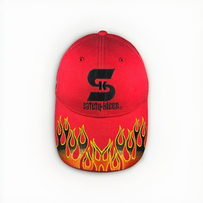 #ad Safety Kleen Racing Hat NASCAR Strapback 100% Cotton Red Cap w Flames $19.99