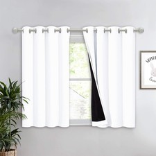 White 100 Blackout Curtain 45 inches Long 2 Thick Layers Completely Blackout