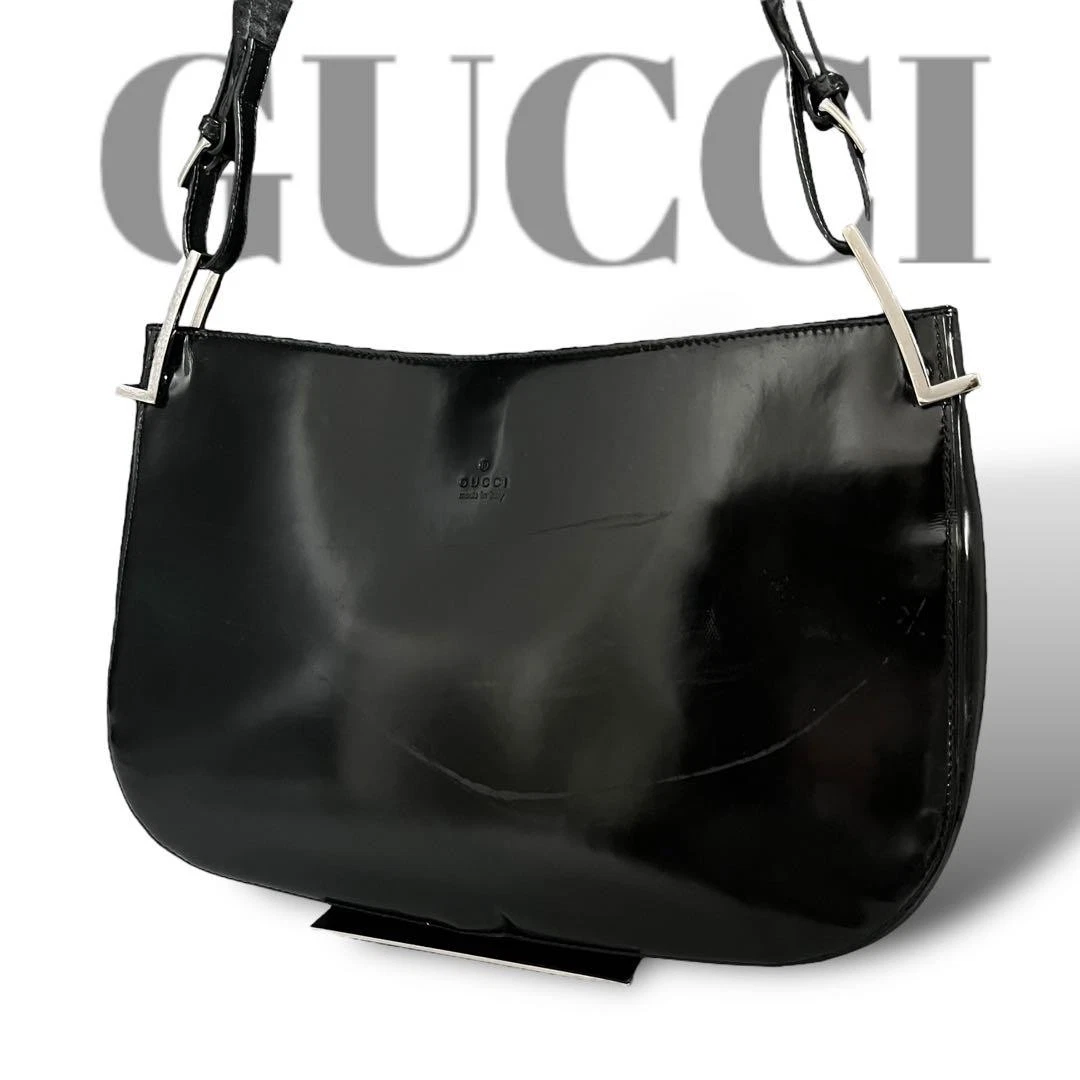 Sac fourre tout Gucci, une épaule, logo émaillé en relief, noir m2_0413