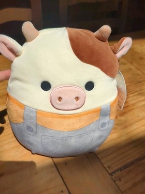 NWT 8'' Ronnie Brown Cow Bull Farmer Overalls Squishmallow Plush Easter 2023